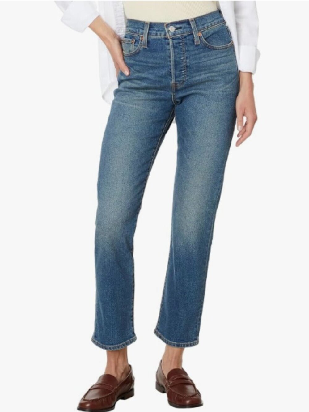 Levi's Women's Wedgie Straight Size 30 X 27 Button Fly Medium Wash Classic